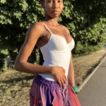Pantalon Tô-Nô violet rayé, unisexe